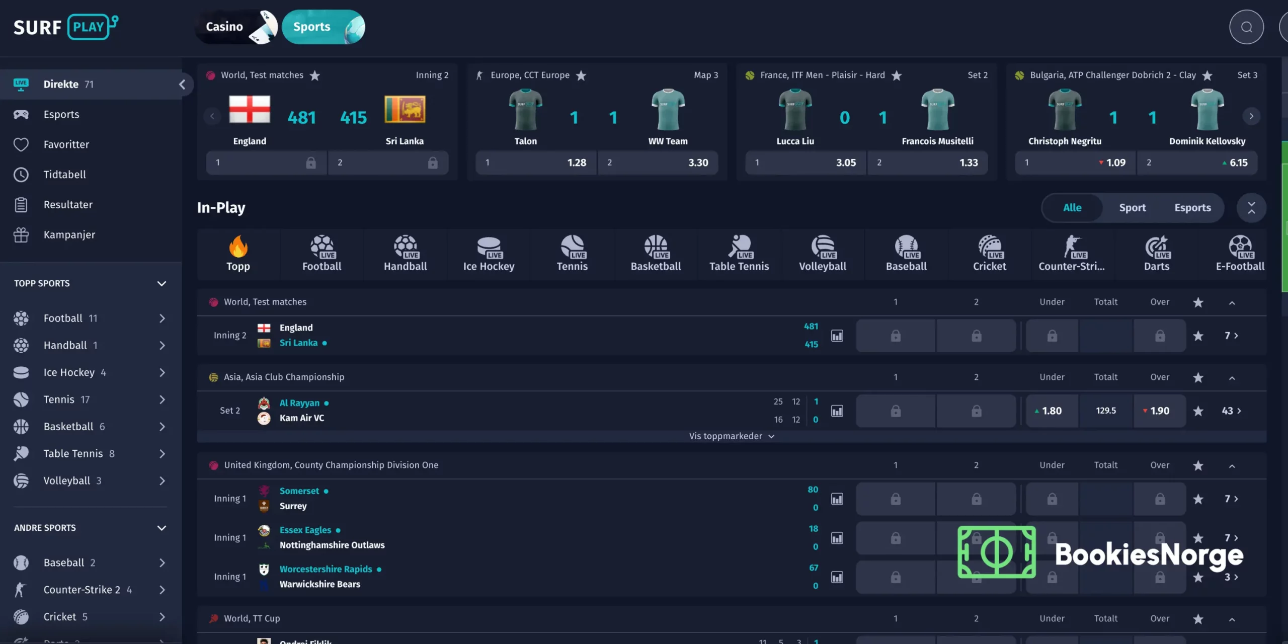 Livebetting Surf Play