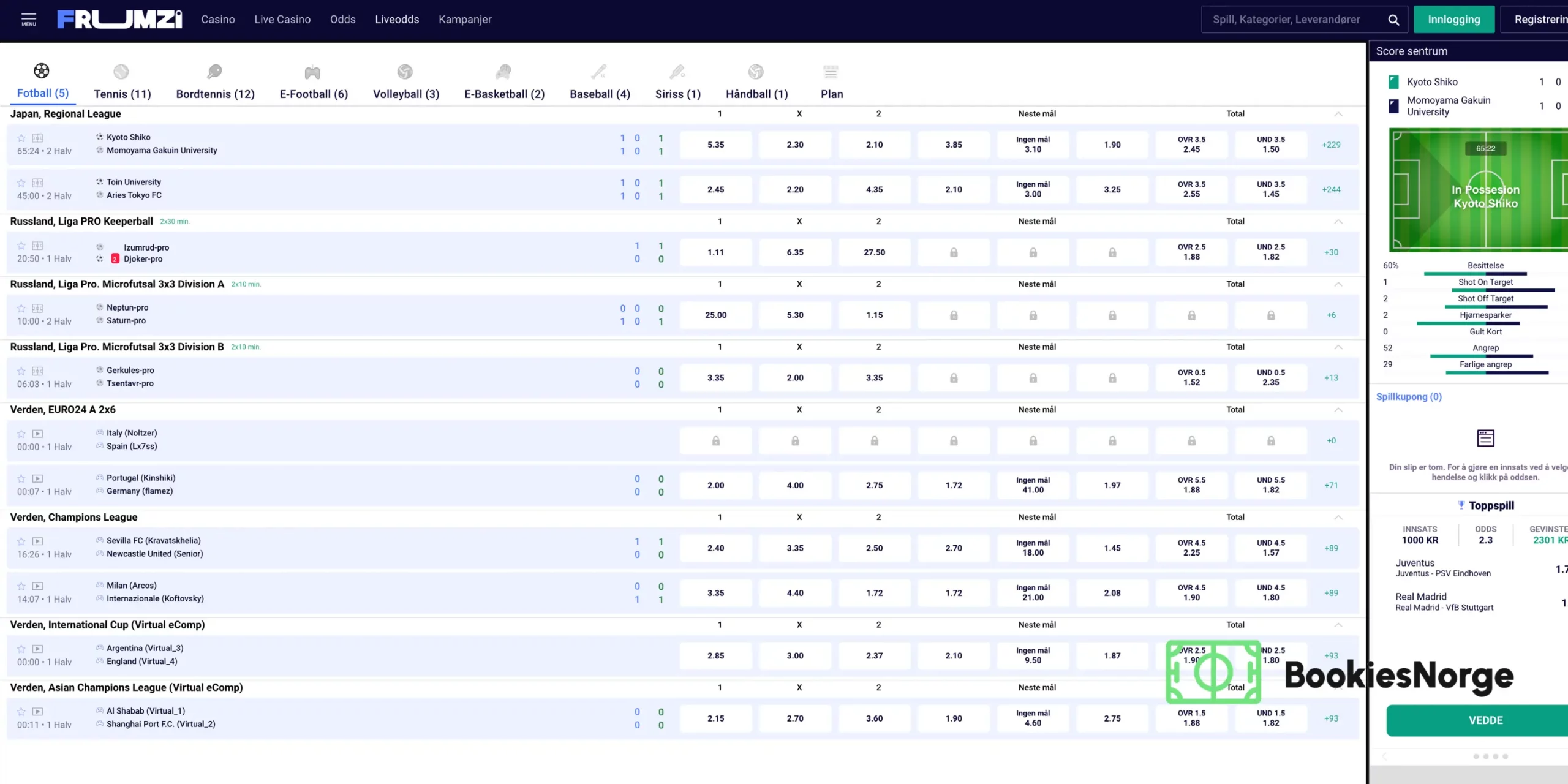 Fotball Frumzi bookmaker