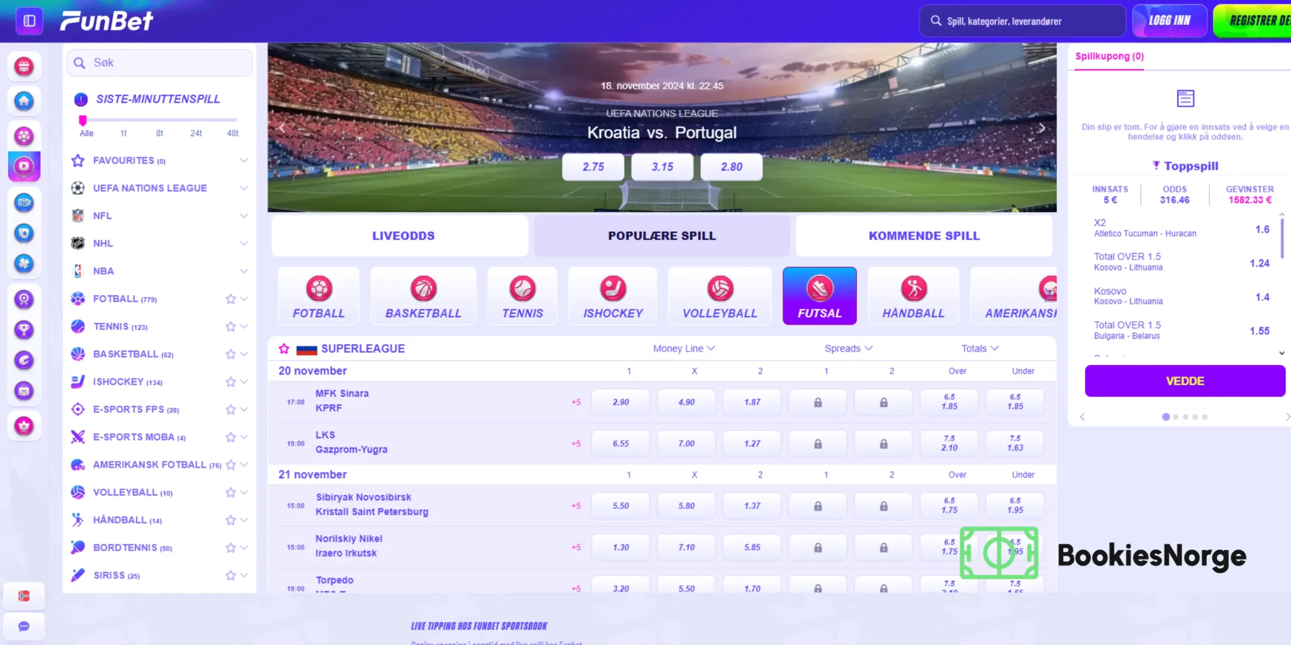 Sportsbetting muligheter hos Funbet